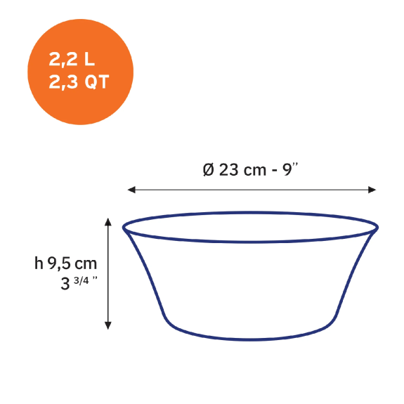 Duralex - Duralex Lys Marine Salad Bowl 23 cm, Set of 6