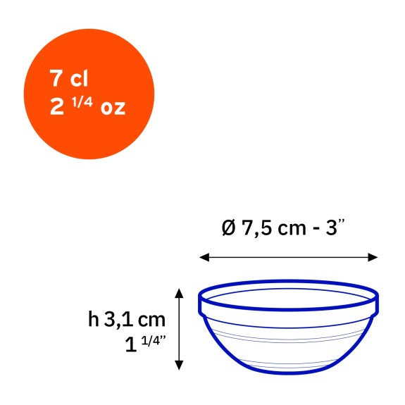 Duralex - Duralex (Lys) Gigogne Stackable Bowl 7.5 cm, Set of 4