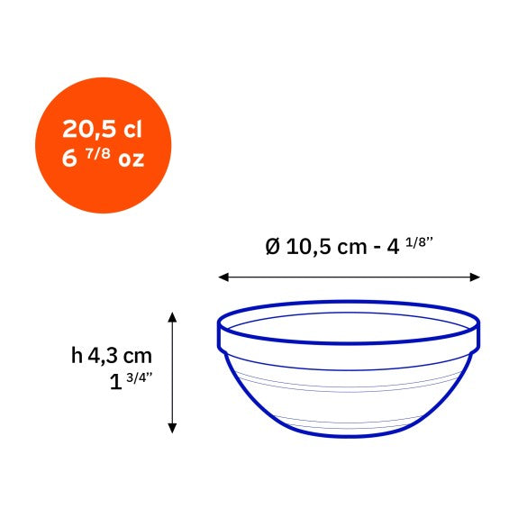 Duralex - Duralex (Lys) Gigogne Stackable Bowl 10.5 cm, Set of 6