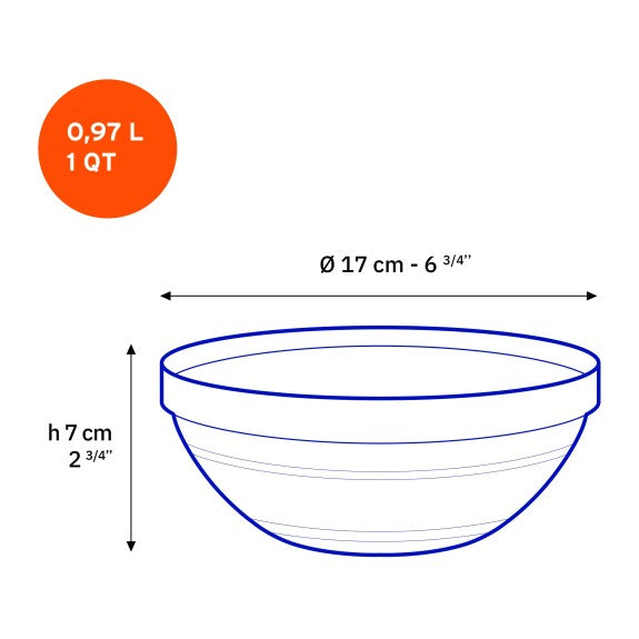 Duralex - Duralex (Lys) Gigogne Stackable Bowl 17 cm, Set of 6