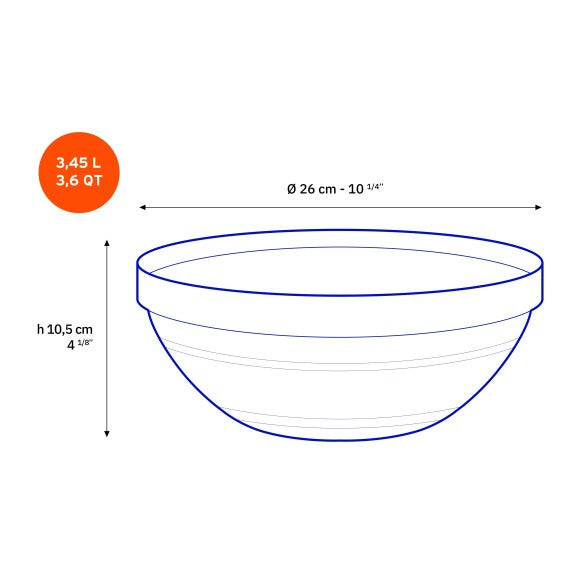 Duralex - Duralex (Lys) Gigogne Stackable Bowl 26 cm, Set of 6
