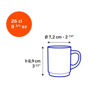 Duralex - Duralex Versailles Rose Mug 260 ml, Set of 6