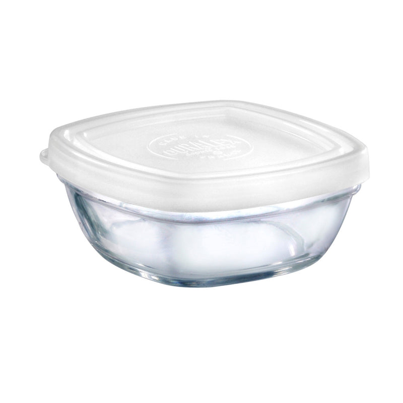 Duralex - Duralex Lys / Freshbox Square Stackable Bowl with White Lid 9 cm