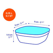 Duralex - Duralex Lys / Freshbox Square Stackable Bowl with White Lid 9 cm