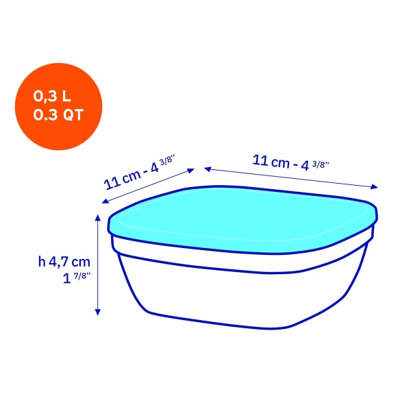 Duralex - Duralex Lys / Freshbox Square Stackable Bowl with White Lid 11cm