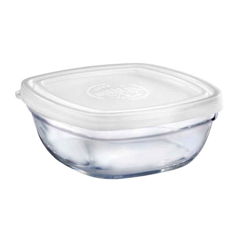 Duralex - Duralex Lys / Freshbox Square Stackable Bowl with White Lid 14 cm