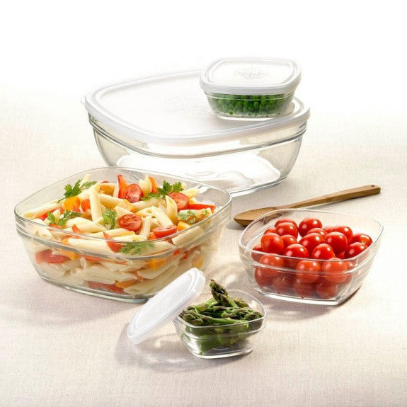 Duralex - Duralex Lys / Freshbox Square Stackable Bowl with White Lid 14 cm
