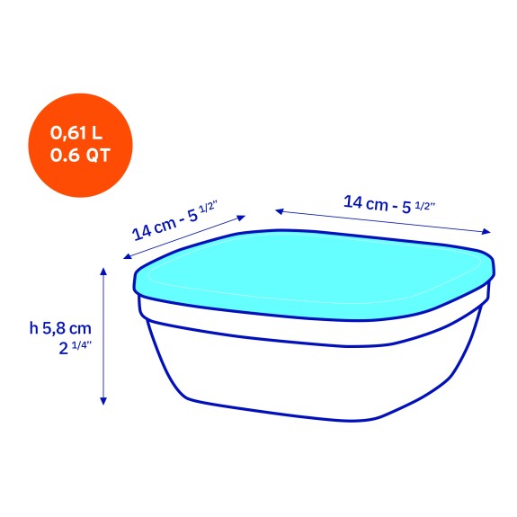 Duralex - Duralex Lys / Freshbox Square Stackable Bowl with White Lid 14 cm