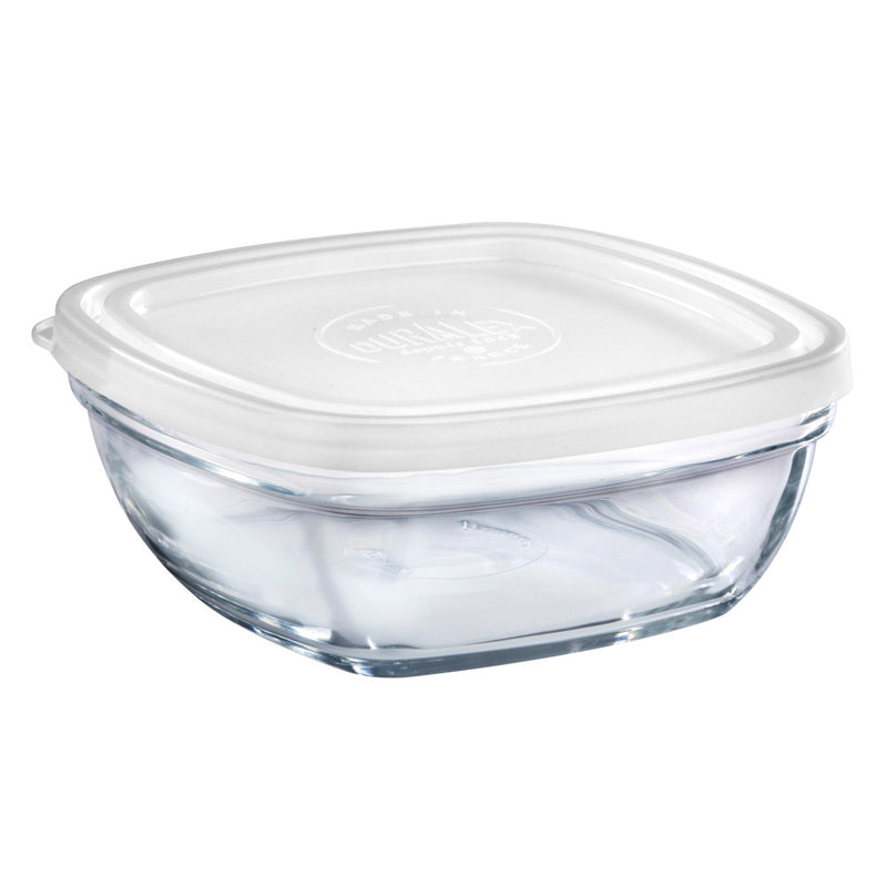 Duralex - Duralex Lys / Freshbox Square Stackable Bowl with White Lid 17 cm