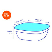 Duralex - Duralex Lys / Freshbox Square Stackable Bowl with White Lid 17 cm