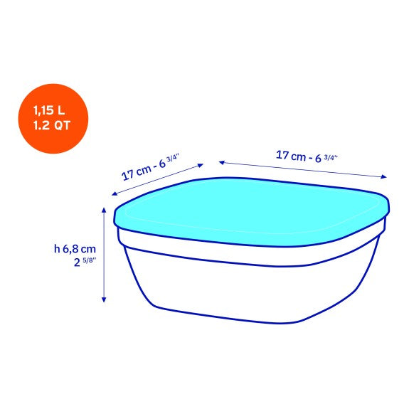 Duralex - Duralex Lys / Freshbox Square Stackable Bowl with White Lid 17 cm