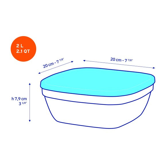 Duralex - Duralex Lys / Freshbox Square Stackable Bowl with White Lid 20 cm
