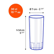 Duralex - Duralex Jazz Clear Highball Glass 300 ml, Set of 6