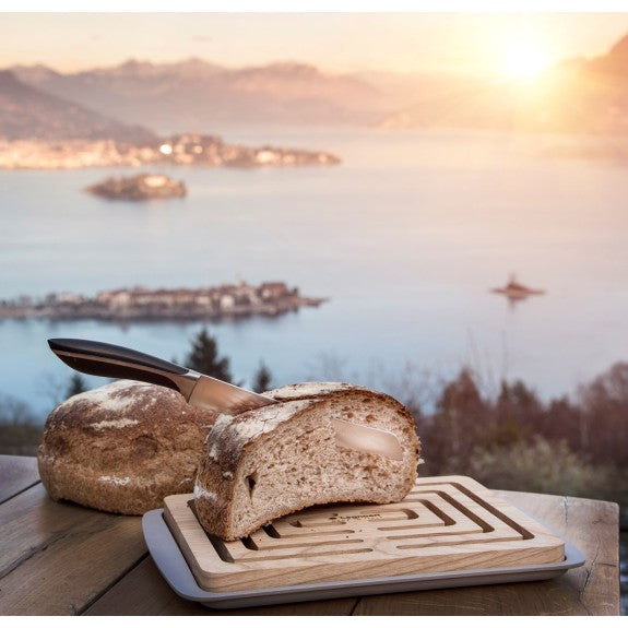 Legnoart - Vitto Light Ash Wood Bread Cutting Board & Crumb Tray 36cm