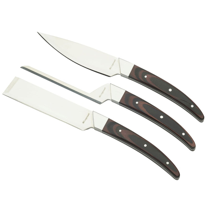 Legnoart - Caseus Japanese Steel Cheese Knife Set with Dark Stamina Wood Handle