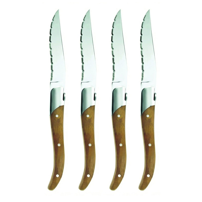 Legnoart - Sirloin Steak Knife Set of 4, Light Wood Handle