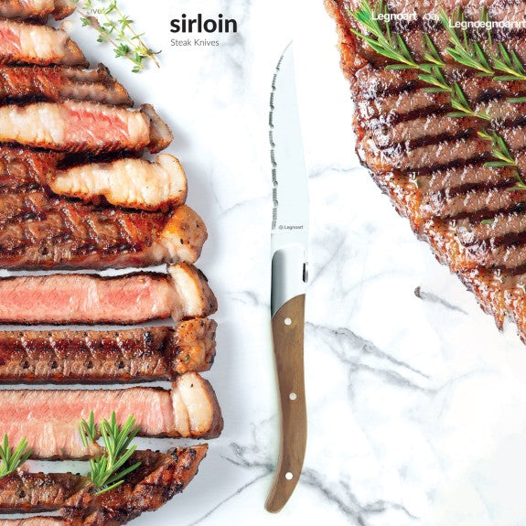Legnoart - Sirloin Steak Knife Set of 4, Light Wood Handle