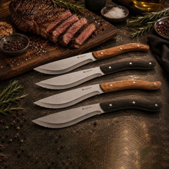 Legnoart - Tomahawk Steak Knife Set of 4, Wood Handle