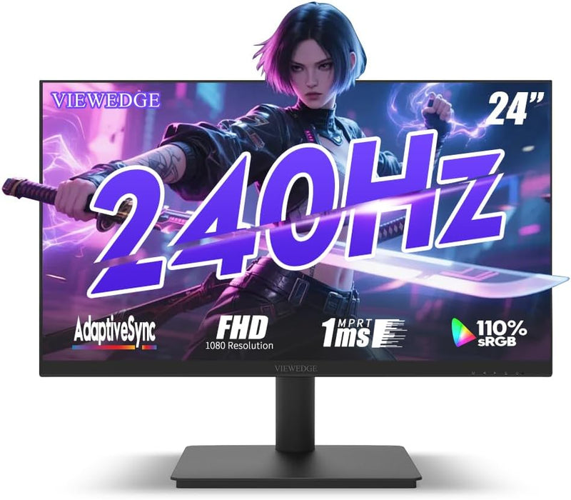 Viewedge - Viewedge Gaming Monitor 24in FHD (1920x1080p) up to 240hz VA panel with contrast ratio of Millions : 1, 178-degree viewing angle, and 1ms responsive time  - Black