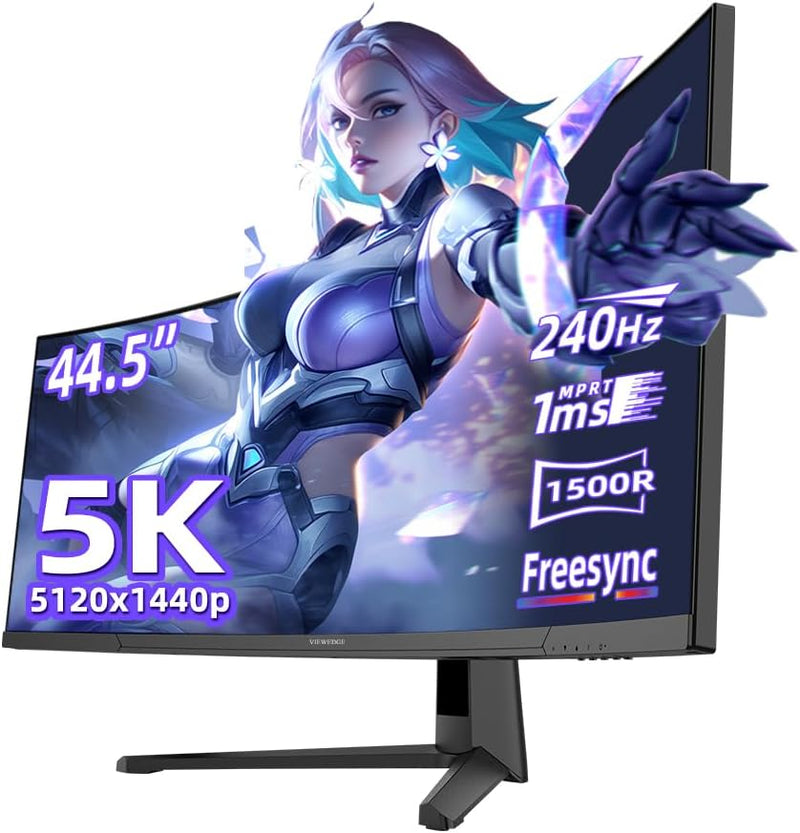 Viewedge - Viewedge Gaming Monitor 44.5in Curved Ultrawide 5K (5120x2160p) up to 240hz 1500R curvature  - Black