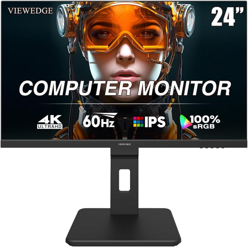 Viewedge - Viewedge Monitor 24in UHD 4K (3840x2160p) 60hz IPS panel with contrast ratio of Millions: 1, 178-degree viewing angle, HDR 10, and 5 ms responsive time - Black