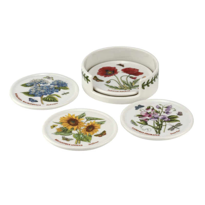 Portmeirion - Ceramic Coasters 3.75" (Set of 4)B with Holder