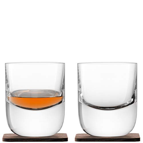 LSA - Whisky Renfrew Tumbler 270 mL Clear & Walnut Coaster (2 Pack)
