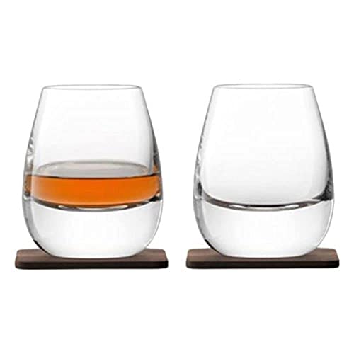 LSA - Whisky Islay Tumbler 250 mL Clear & Walnut Coaster (2 Pack)