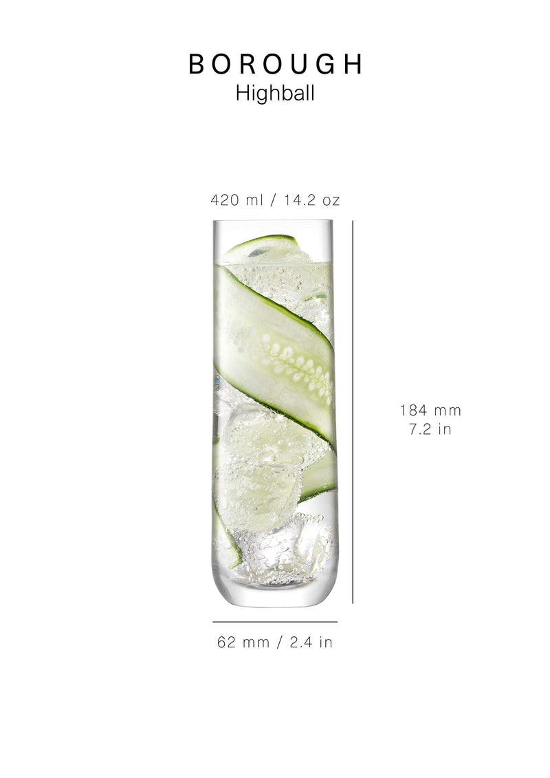 LSA - Borough Highball 420 mL Clear (4 Pack)