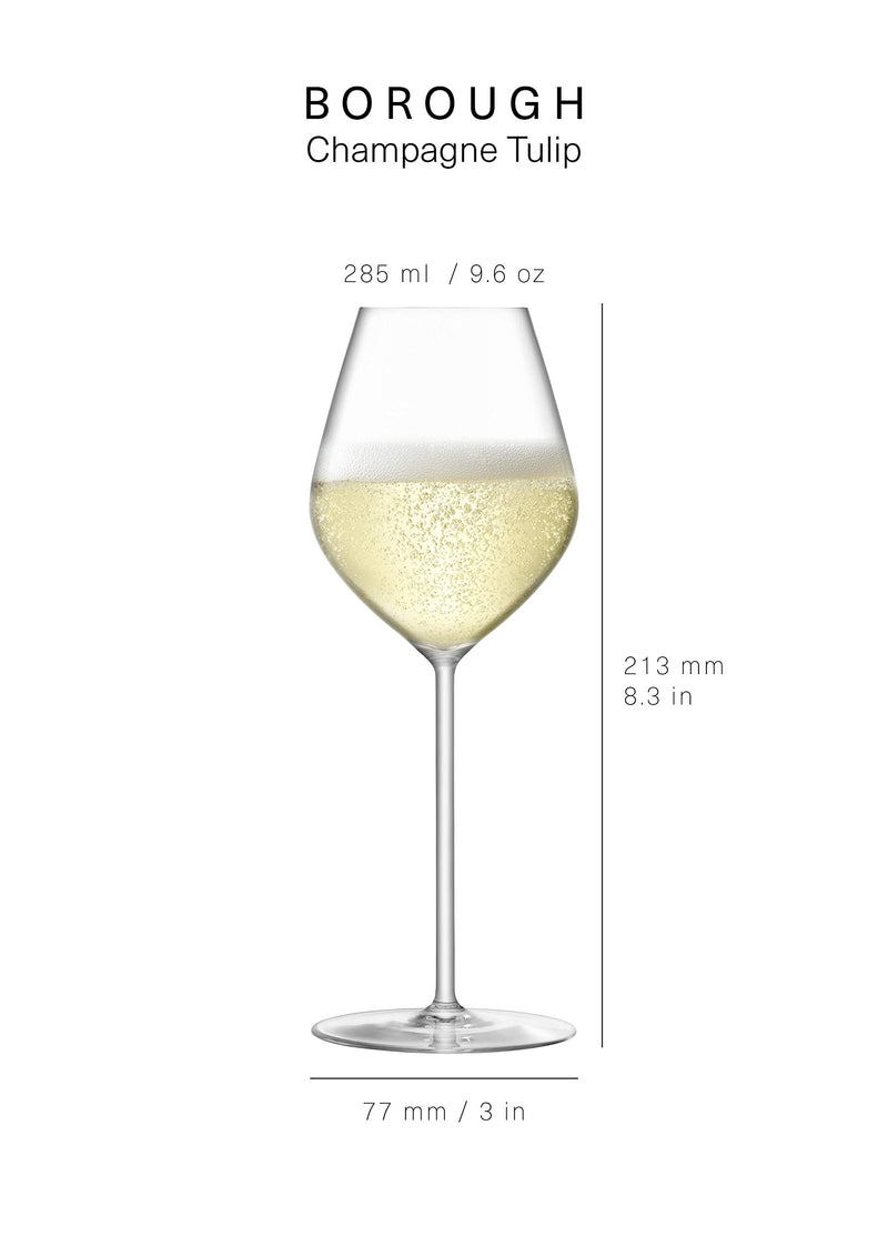 LSA - Borough Champagne Tulip Glass 285 mL Clear (4 Pack)
