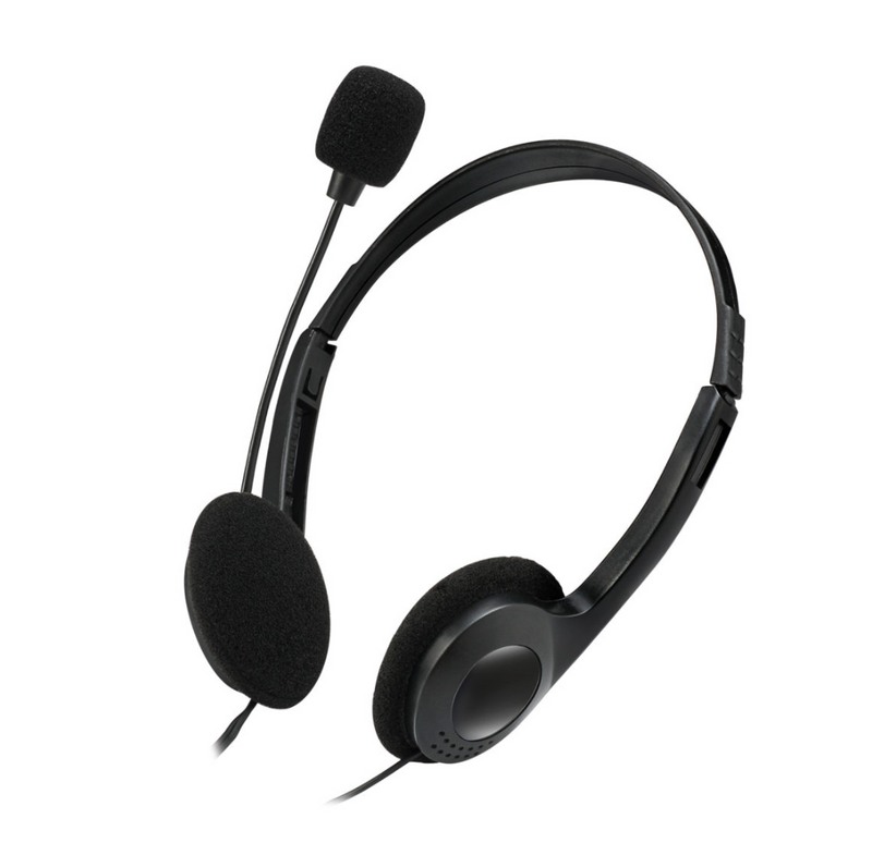Adesso - Headset Stereo with Boom Mic Dual 3.5mm with Inline Volume Control - Black