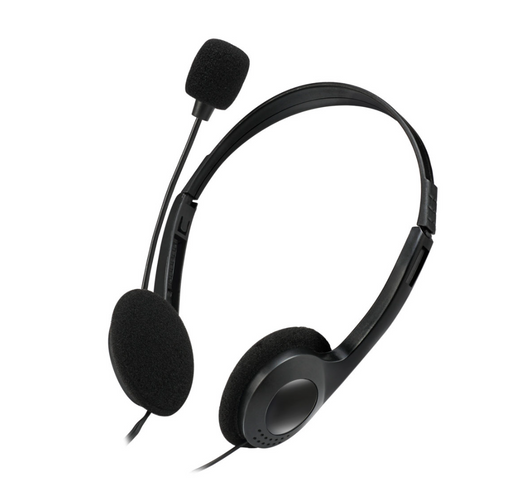 Adesso - Headset Stereo with Boom Mic Dual 3.5mm with Inline Volume Control - Black