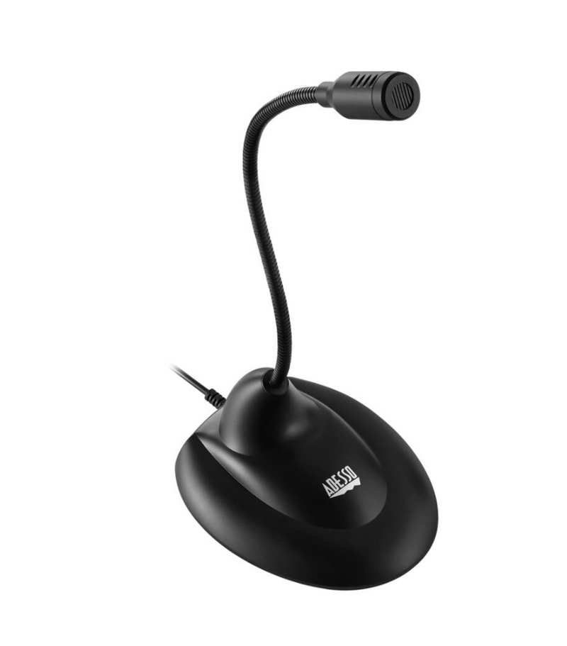 Adesso - Microphone Gooseneck Omni Directional USB Noise Reduction On/Off Switch PC/Mac - Black