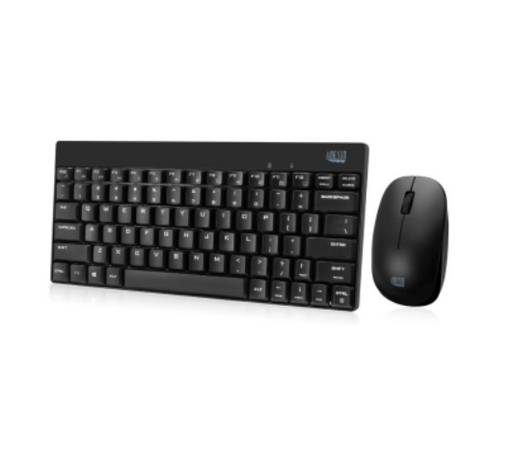 Adesso - Keyboad & Mouse Mini Combo Wireless Spill Resistant Advanced Optical Sensor PC/Mac - Black