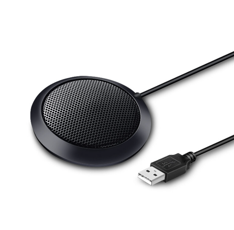 Adesso - Microphone Conference Round Desktop USB 6.5FT Cable 360 Degree Omni Directional Mic High Quality Audio - Black