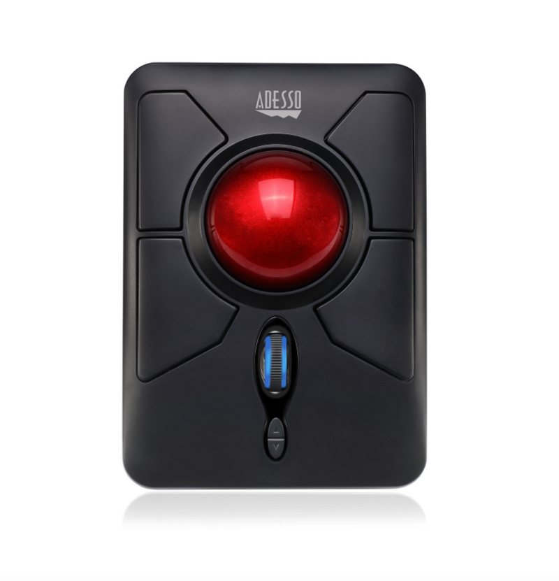 Adesso - Trackball Mouse Wireless Ergonomic T50 7 Buttons Programmable Large 2in Ball Centre up to 4800dpi PC/Mac - Black