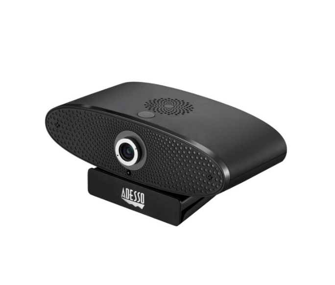 Adesso - Webcam 4K Ultra HD Cybertrack C100 8.0MP Dual Mics With Noise Cancelling Pan / Tilt Tripod Mountable With Remote PC / Mac - Black