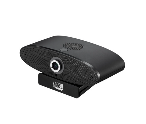 Adesso - Webcam 4K Ultra HD Cybertrack C100 8.0MP Dual Mics With Noise Cancelling Pan / Tilt Tripod Mountable With Remote PC / Mac - Black