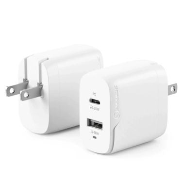 Alogic - Wall Charger 2 Port 40W Gan PD 1X USB-C (20W - 30W) 1X USB-A (12 - 18W) Rapid Power - White