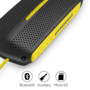 Hypergear - Speaker Bluetooth 10W Waterproof IPX4 Hands Free Music + Calls - Hang Cord Great For Shower - On The Water Camping 4HR Battery Life - Yellow