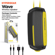 Hypergear - Speaker Bluetooth 10W Waterproof IPX4 Hands Free Music + Calls - Hang Cord Great For Shower - On The Water Camping 4HR Battery Life - Yellow