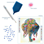 DIAMOND DOTZ - BOHEMIAN ELEPHANT (16.14" x 20.08" - 41cm x 51cm) - Limolin 