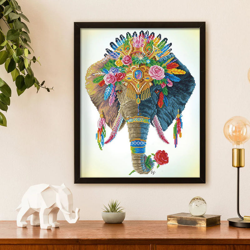 DIAMOND DOTZ - BOHEMIAN ELEPHANT (16.14" x 20.08" - 41cm x 51cm) - Limolin 