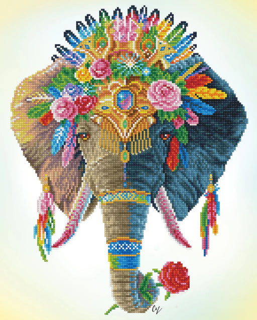 DIAMOND DOTZ - BOHEMIAN ELEPHANT (16.14" x 20.08" - 41cm x 51cm) - Limolin 