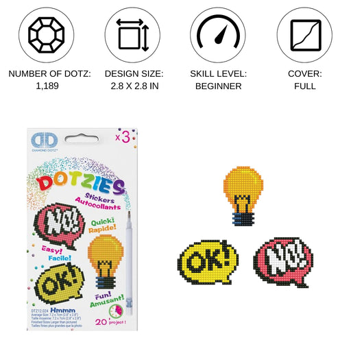 DIAMOND DOTZ - DOTZIES Stickers - Hmmm - Ok! - Light Globe - No! - Limolin 