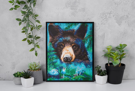 DIAMOND DOTZ - MOONLIGHT MAGIC BLACK BEAR (17.6" x 13.7 - 45cm x 35cm) - Limolin 