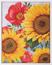 DIAMOND DOTZ - POPPIES & SUNFLOWERS (13.6" x 10.5" - 35cm x 27cm) - Limolin 