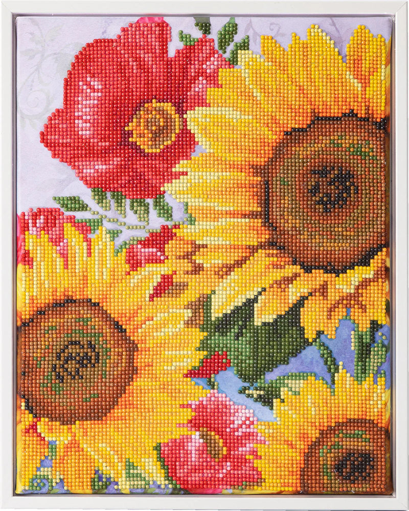 DIAMOND DOTZ - POPPIES & SUNFLOWERS (13.6" x 10.5" - 35cm x 27cm) - Limolin 