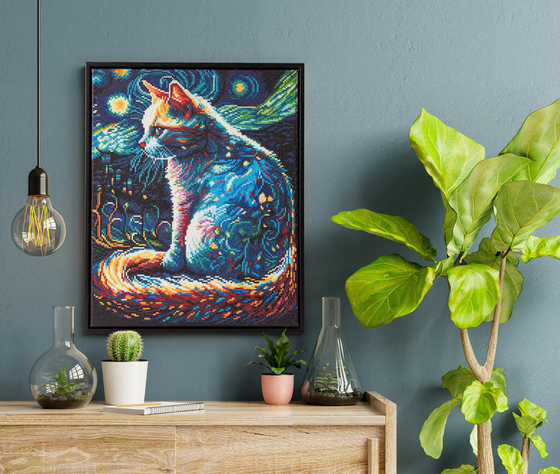DIAMOND DOTZ - STARRY NIGHT CAT (19.9" x 15.9") - Limolin 