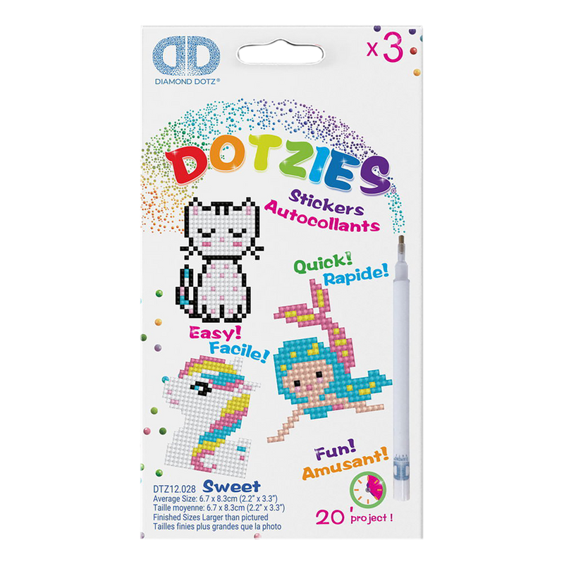Dotzies Stickers (3) Unicorn, Kitten, Mermaid 18x10